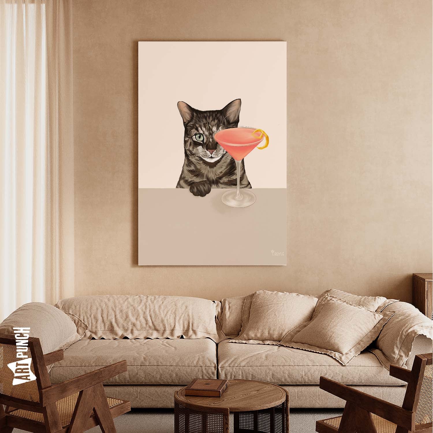 Tabby Cat with Cosmopolitan Cocktail